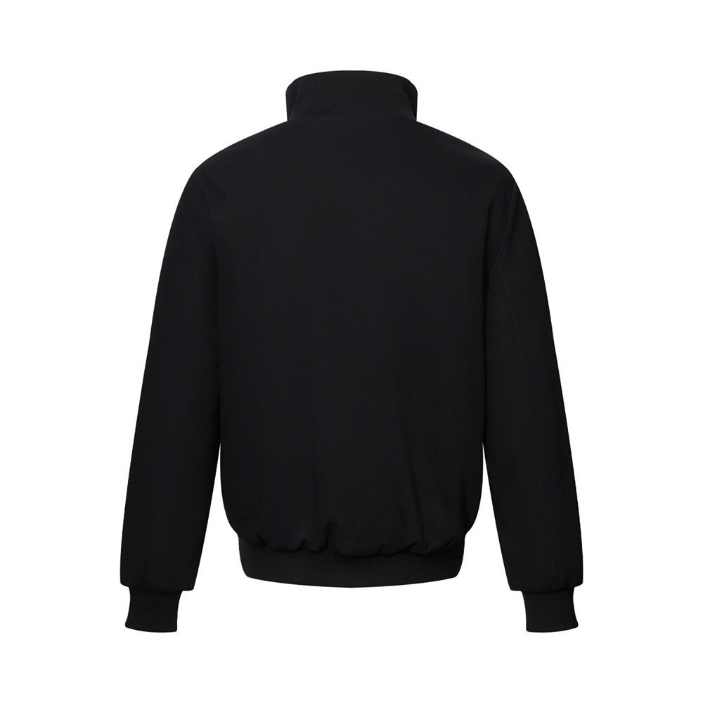 Men's Double-Breasted Stand-Collar Fleece-Lined Jacket