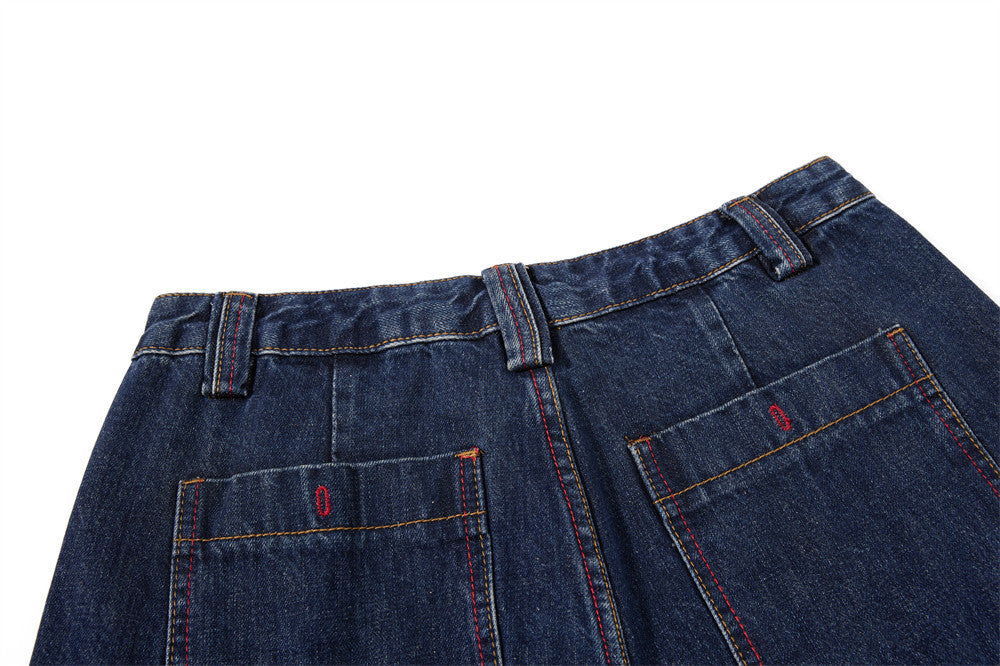 Wide-Leg-Barrel-Jeans für Herren – Deconstructed-Denim im High-Street-Stil mit Kontrast