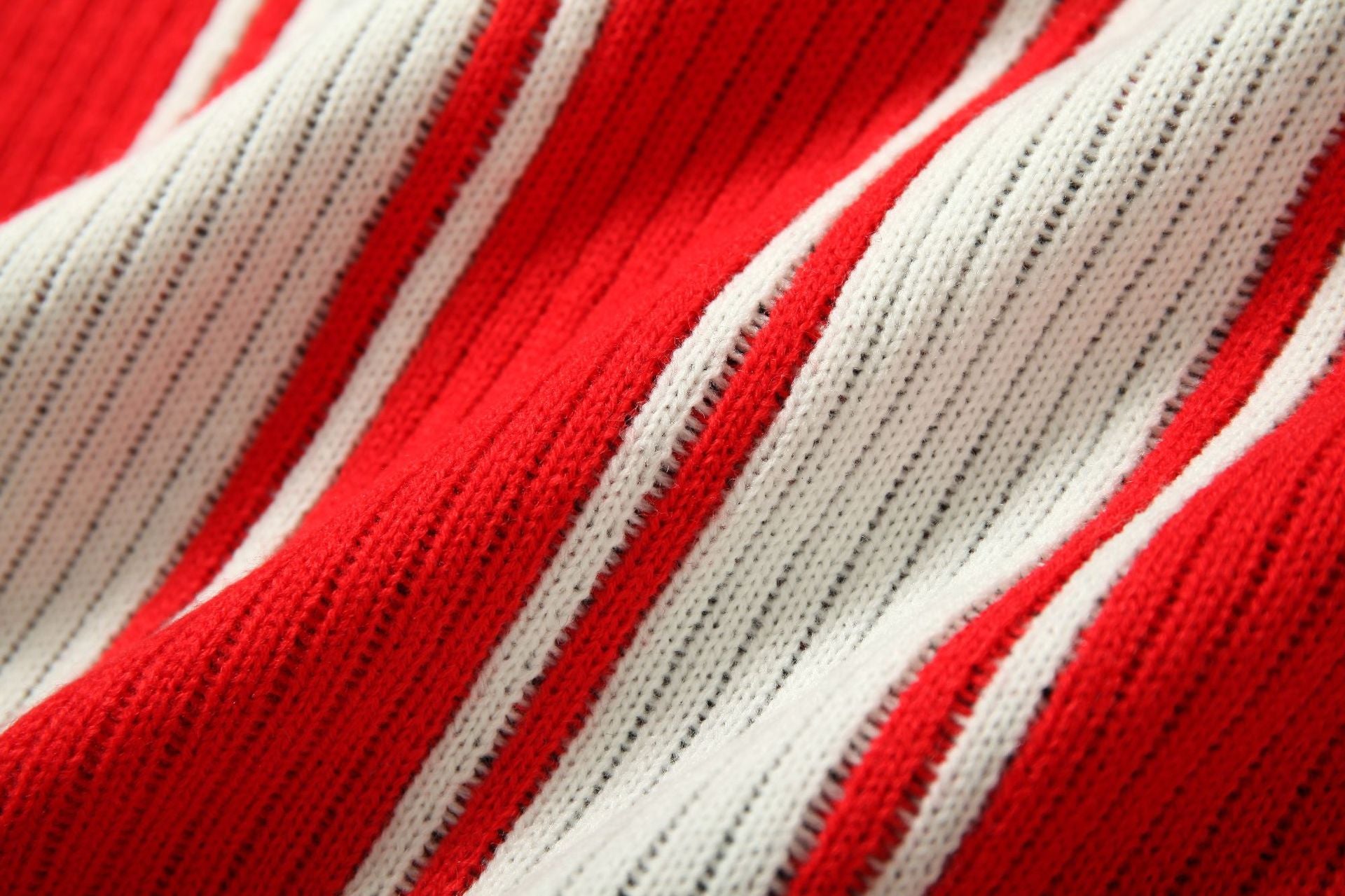 Red and White Striped V-Neck Sweater – Number 17 Oversized Knit Sports Jersey