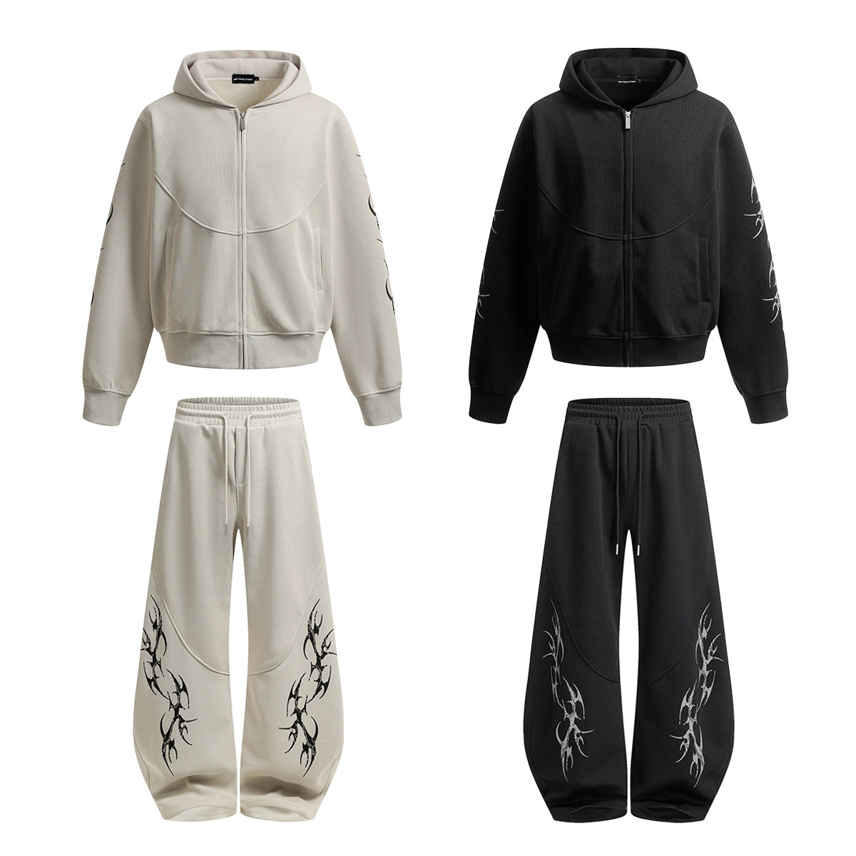 Wide-Leg Sweatpants with Tribal Print – Baggy Hip-Hop Joggers