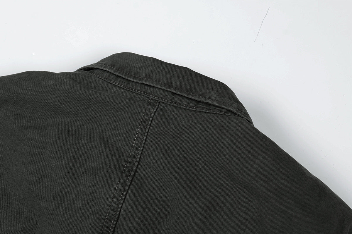 Veste Harrington boxy délavée – Col distressed vert militaire et coupe courte