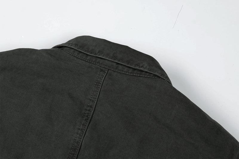 Veste Harrington boxy délavée – Col distressed vert militaire et coupe courte