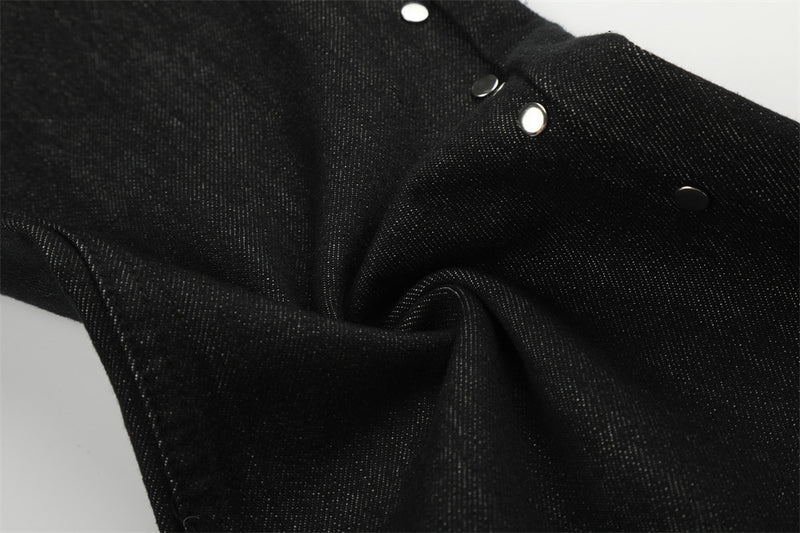 Jean bootcut noir pour homme avec rivets latéraux et patchs arrière étoile léopard