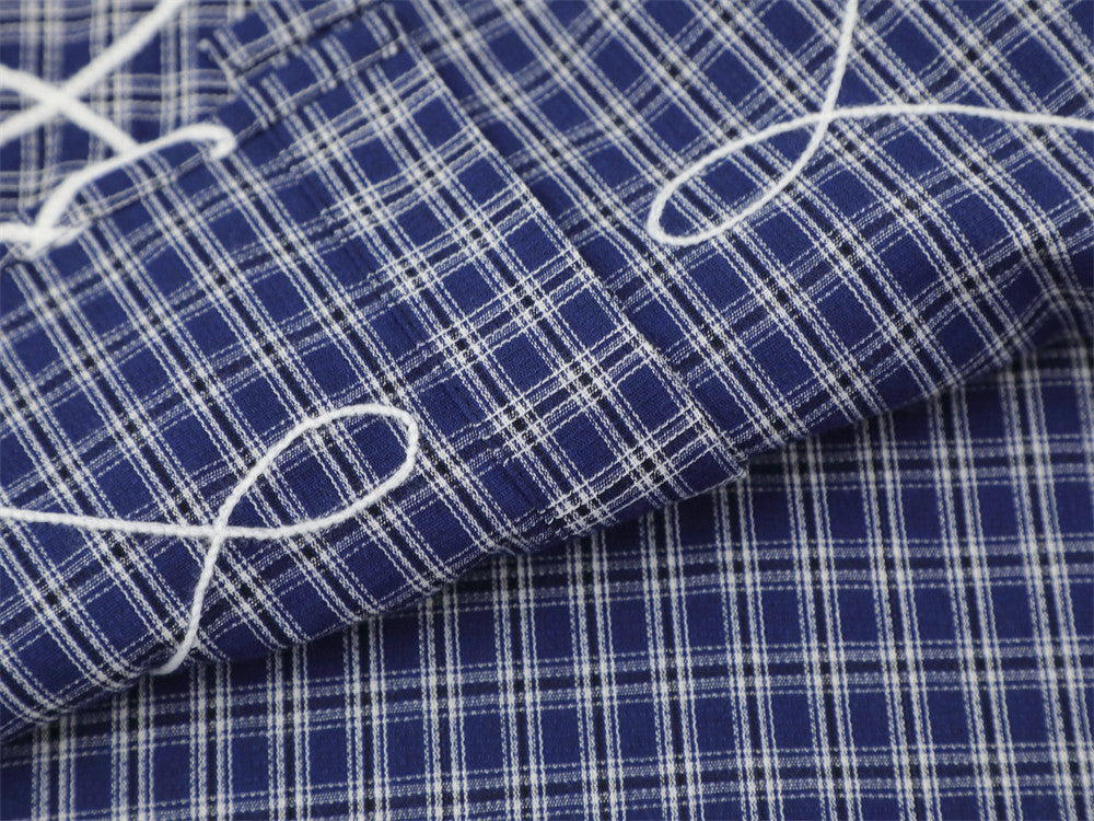 Men's Plaid Long Sleeve Shirt with Rope Loop Embroidery — Relaxed Fit