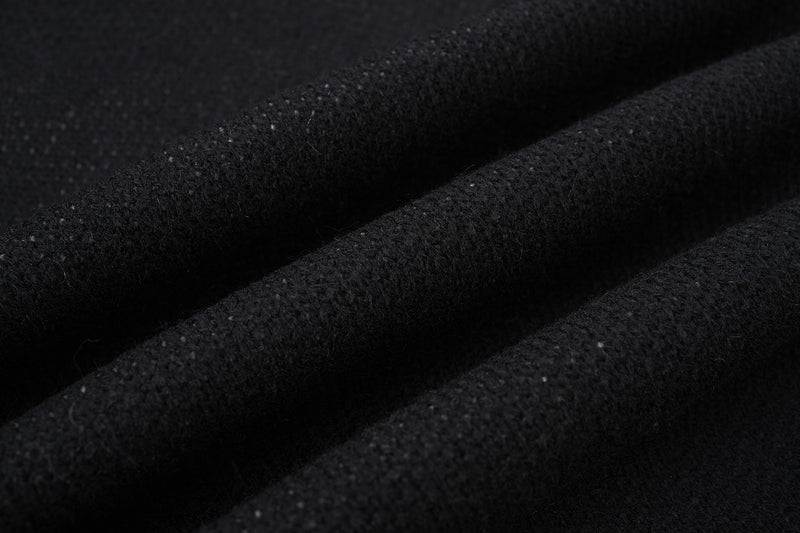 Pull à col montant Cross Heart en maille délavée – Jacquard gothique sombre à franges
