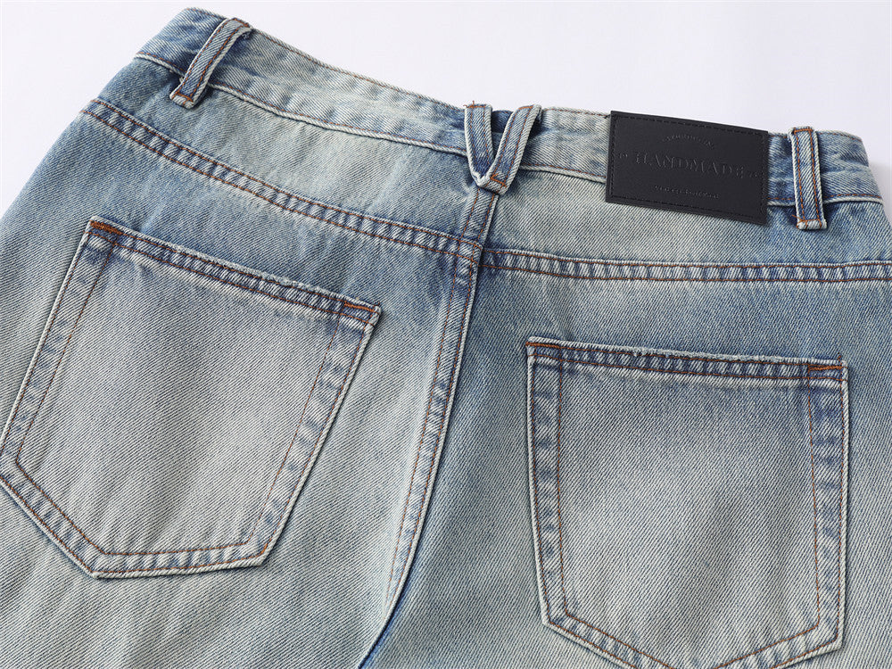 Wide-Leg Baggy Jeans Men – Light Blue Vintage Washed Straight Fit