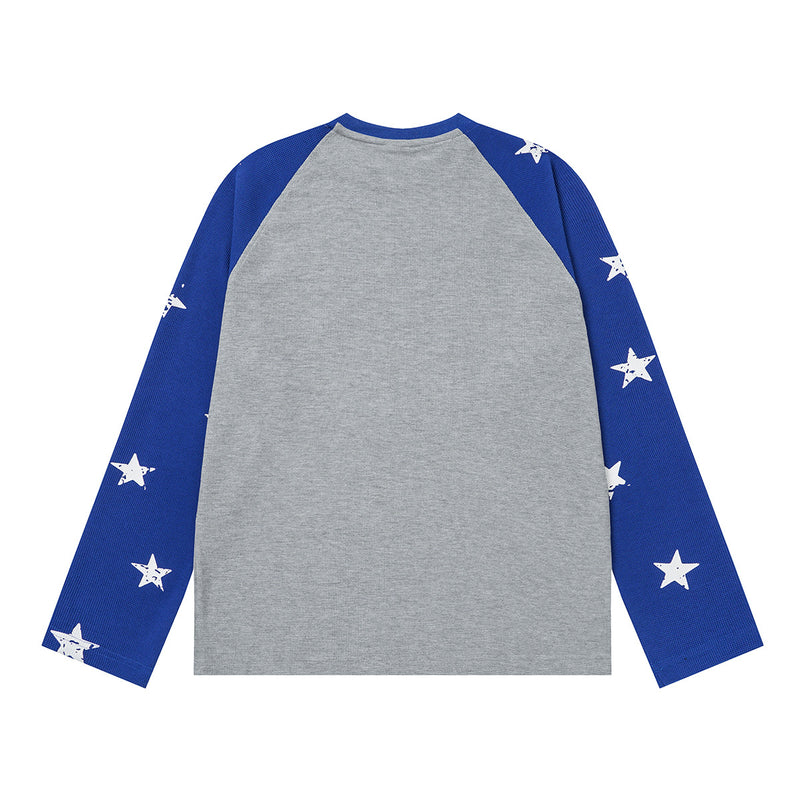 T-shirt de baseball à manches longues raglan et étoiles avec motif Pégase