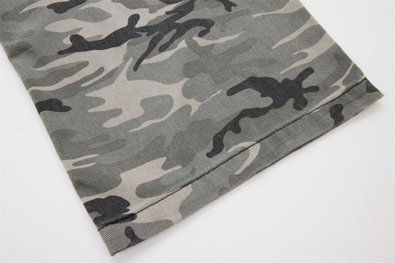 Men's Camo Cargo Pants – Faux Two-Piece Baggy Wide-Leg Denim