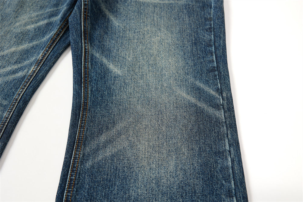 Wide-Leg Washed Distressed Jeans – Men's Vintage American Streetwear