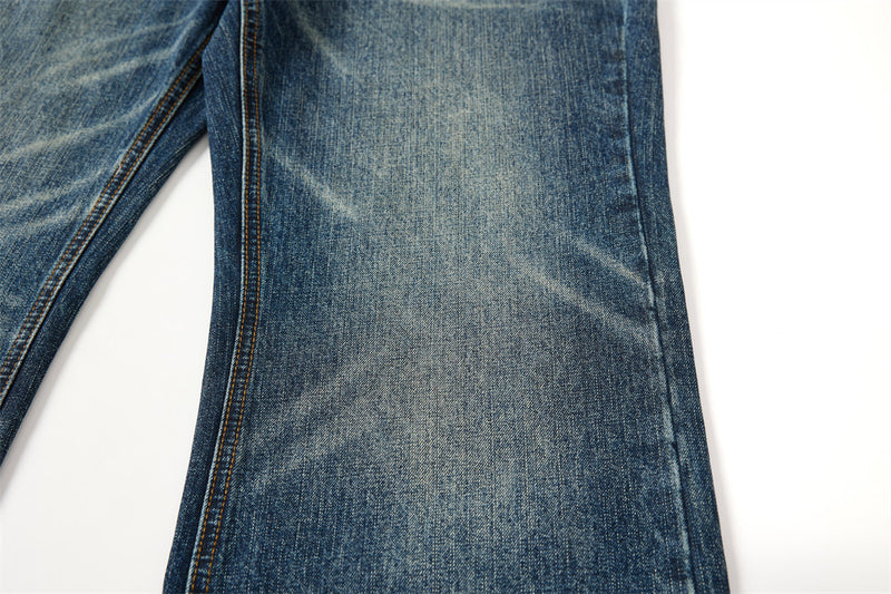 Wide-Leg Washed Distressed Jeans – Men's Vintage American Streetwear