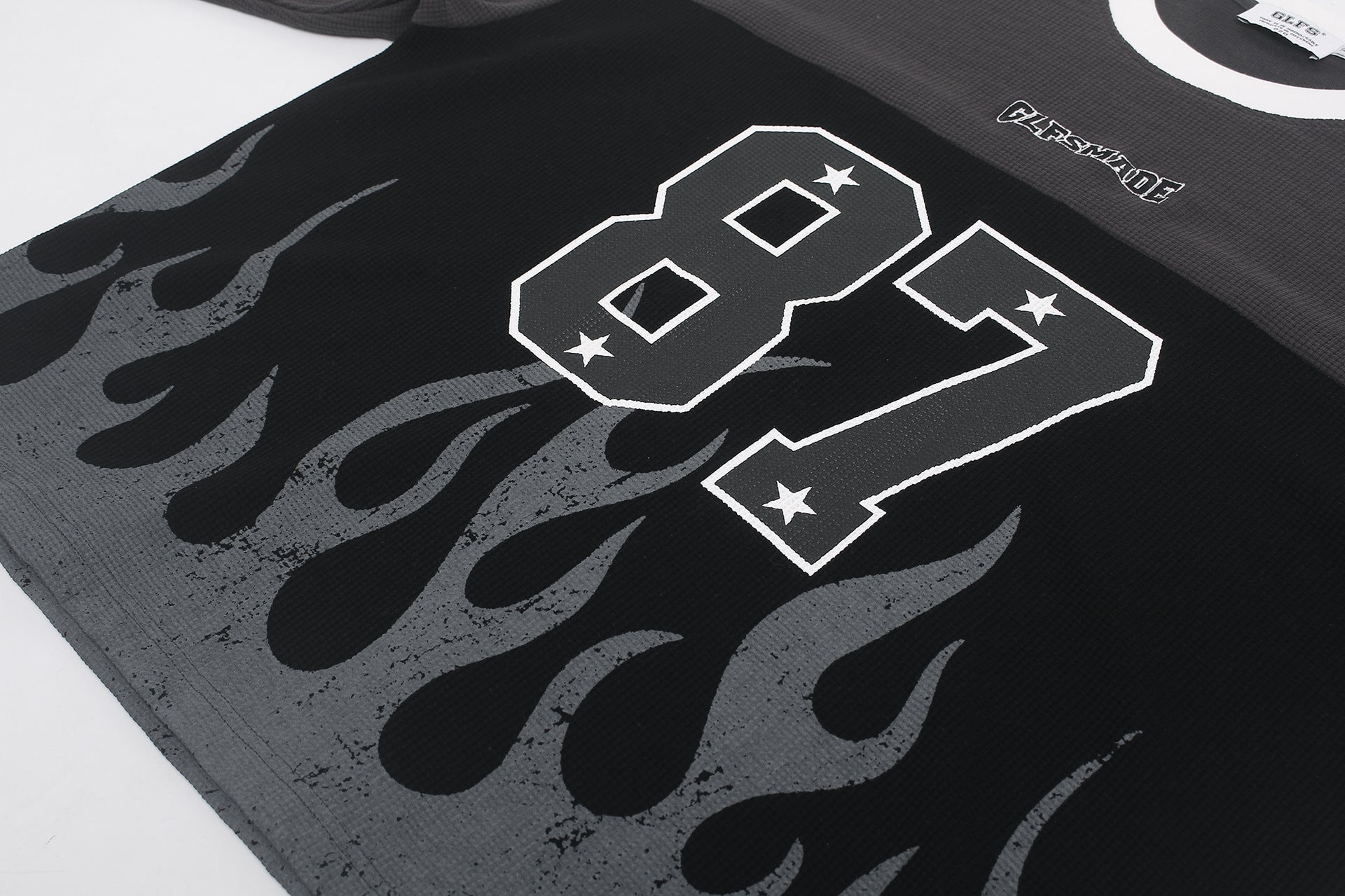 GLFSMADE 87 Flame Print Long Sleeve Graphic Shirt – Racing Streetwear Top