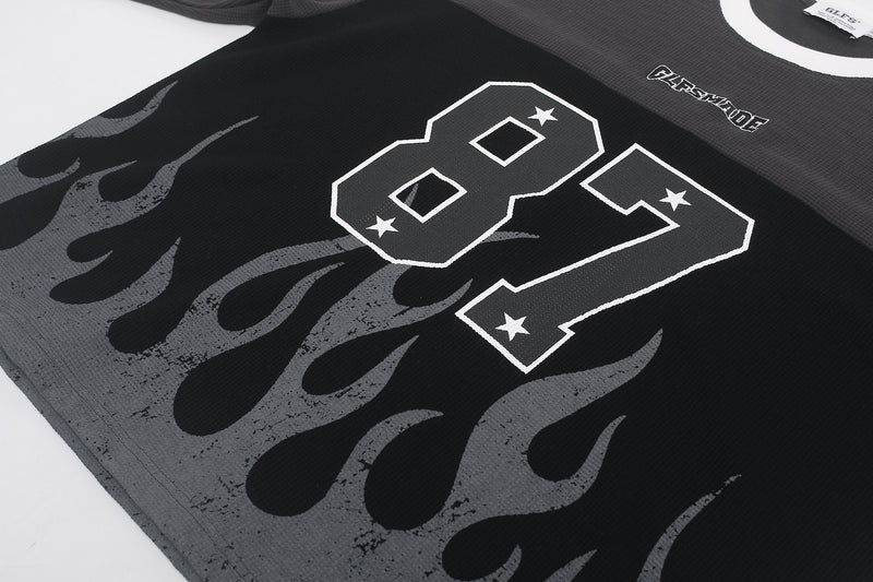 GLFSMADE 87 Flame Print Long Sleeve Graphic Shirt – Racing Streetwear Top