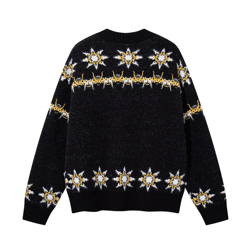 Fair Isle Jacquard Knit Cardigan Sweater – Vintage Christmas Pattern