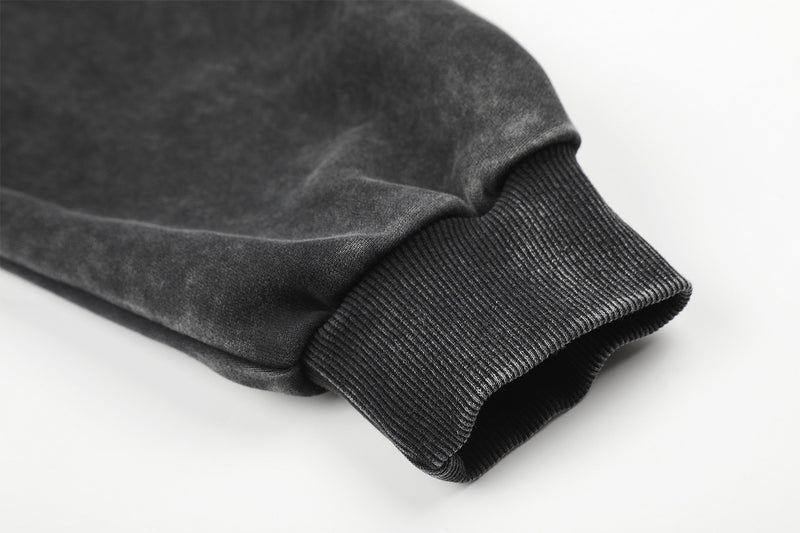 Sudadera con capucha y cremallera de lavado ácido con paneles de camuflaje – Chaqueta streetwear oversize con cruz