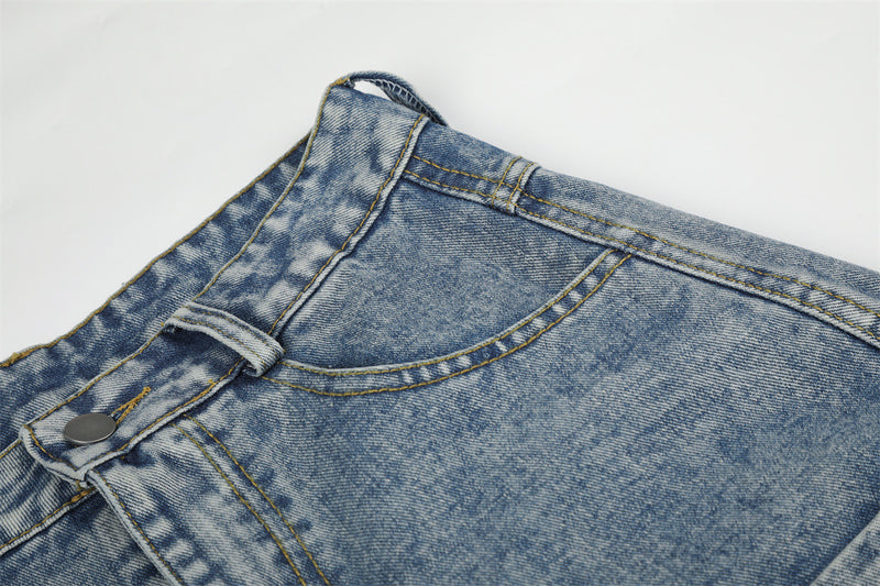 Baggy Cargo Jeans Men – Wide Leg Multi-Pocket Washed Denim