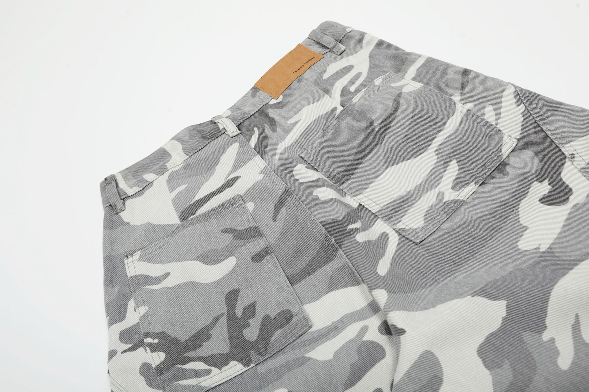 Wide-Leg-Cargohose – Baggy-Fit in Grey-Camo mit mehreren Taschen
