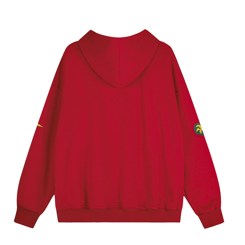 Embroidered Zip-Up Hoodie – Oversized Streetwear Varsity Style