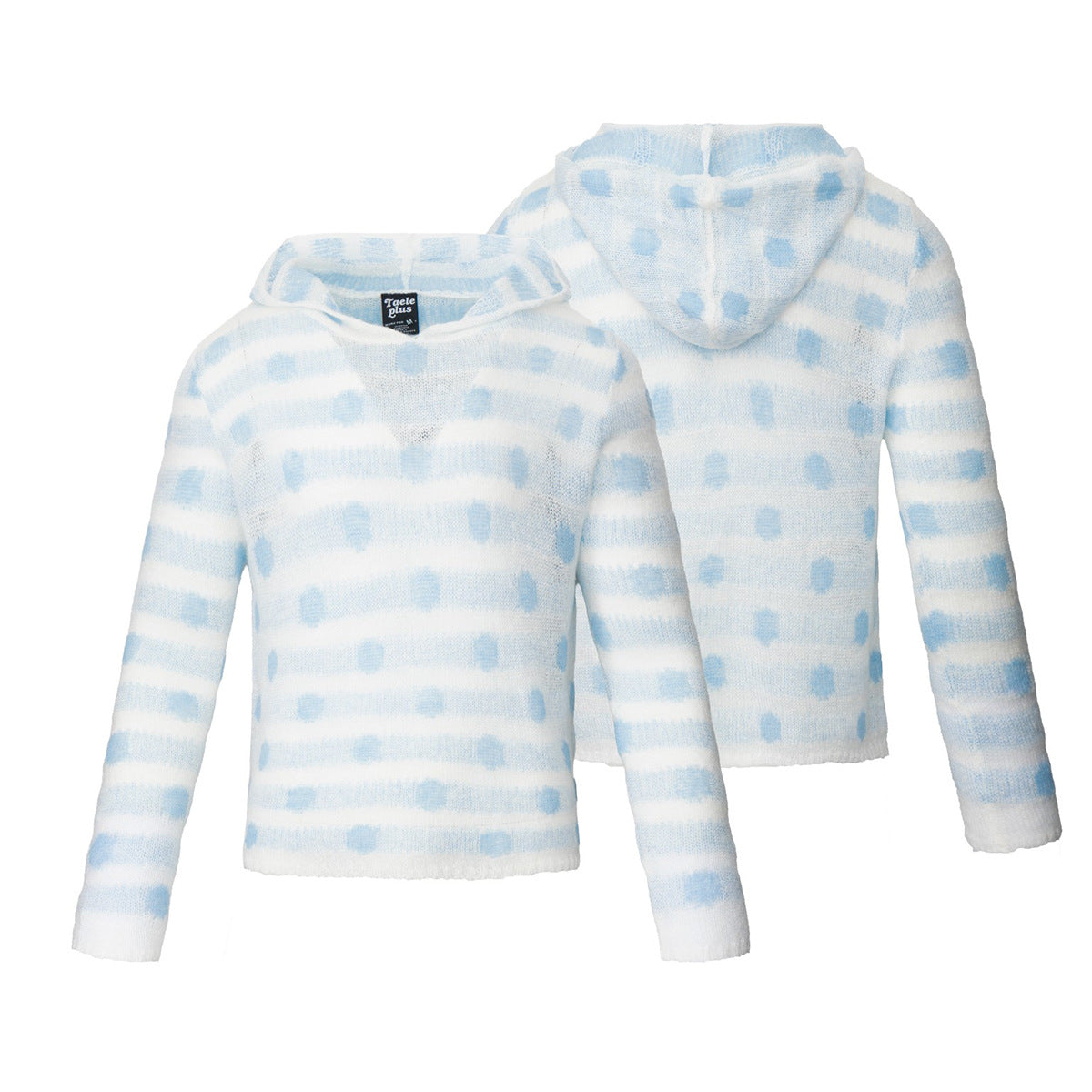 Pull hoodie en maille à pois – Pullover rayé semi-transparent