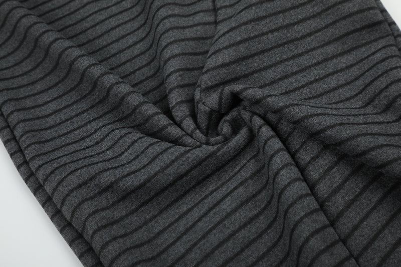 Wide-Leg Striped Sweatpants with Double-Button Detail & Drawstring Waist