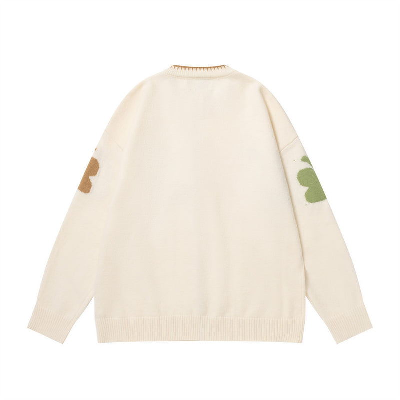 Jacquard-Strick-Cardigan mit Schmetterlingen und Reißverschluss – Colourblock-Streetwear-Pullover