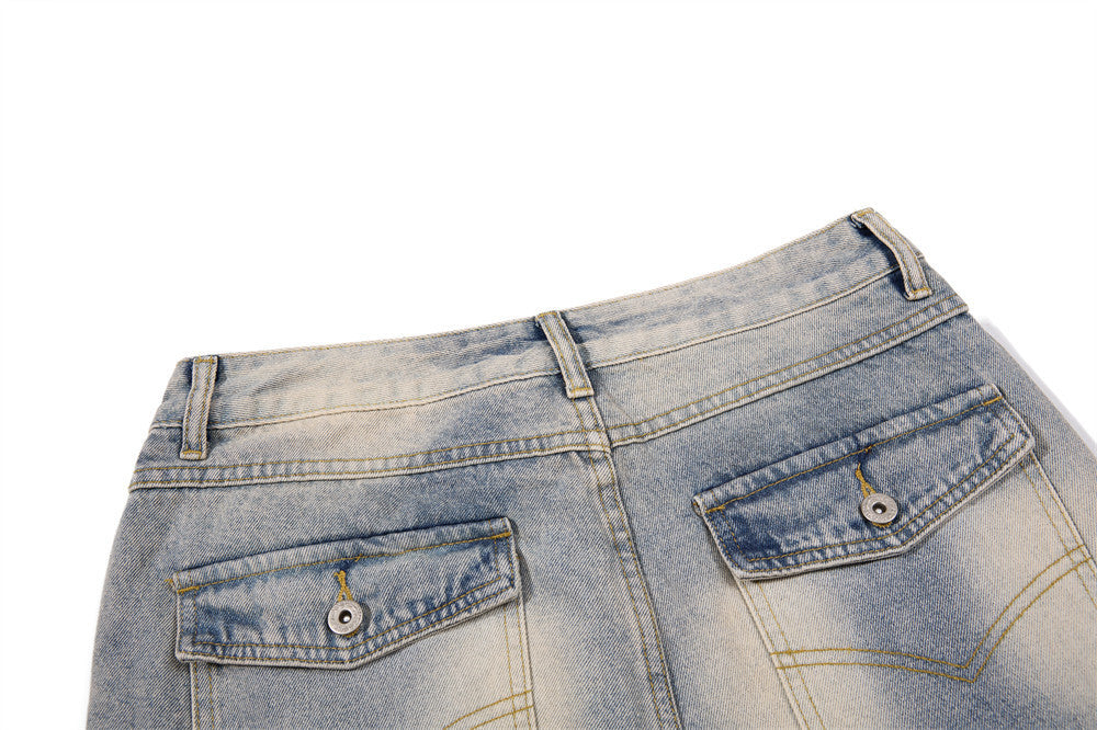 Distressed-Flare-Jeans – Herren-Wide-Leg-Denim in verwaschener Optik mit Knitterdetails