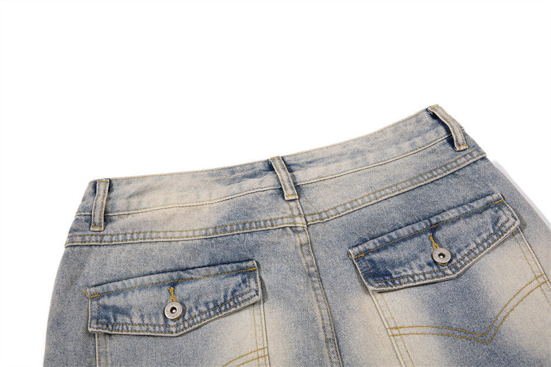 Distressed-Flare-Jeans – Herren-Wide-Leg-Denim in verwaschener Optik mit Knitterdetails
