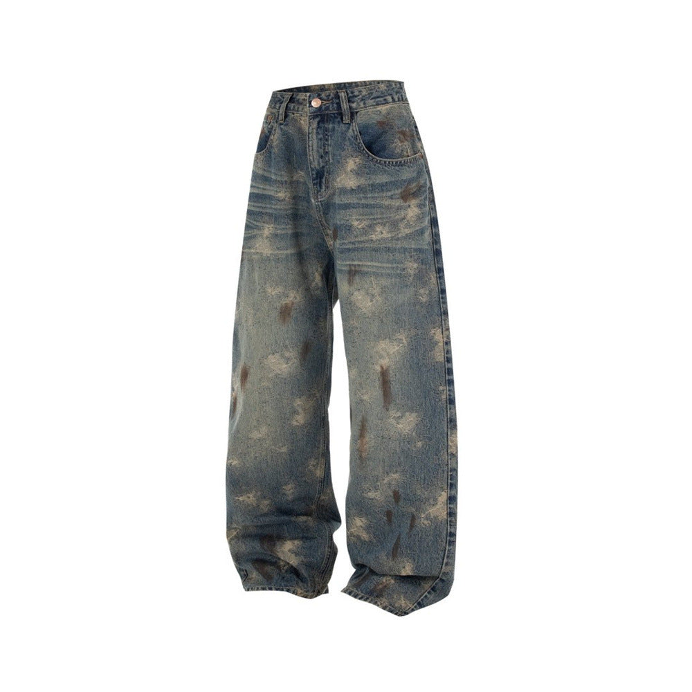Wide Leg Jeans Mens Distressed Vintage Grunge Baggy Denim Pants