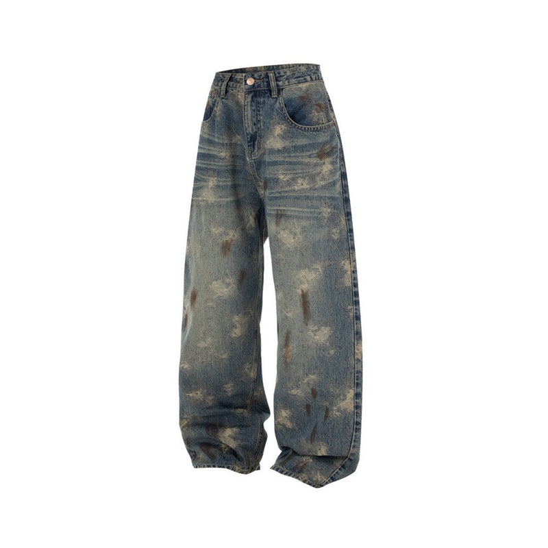 Wide Leg Jeans Mens Distressed Vintage Grunge Baggy Denim Pants