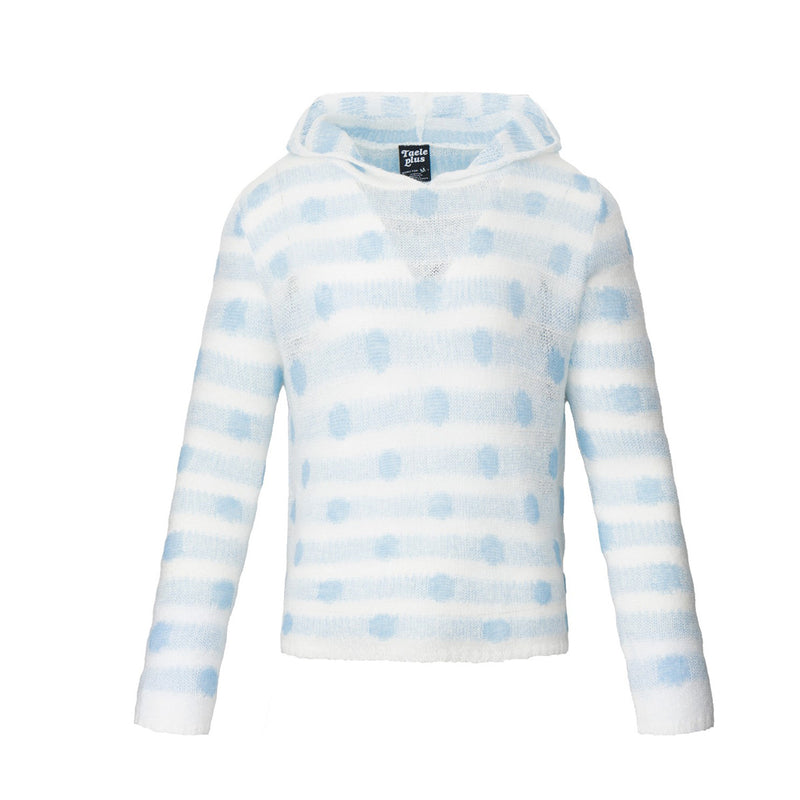 Pull hoodie en maille à pois – Pullover rayé semi-transparent