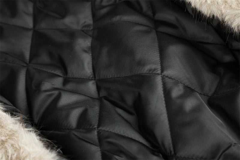 Men's Faux Leather Fur-Lined Bomber Jacket with High Collar & Asymmetric Placket