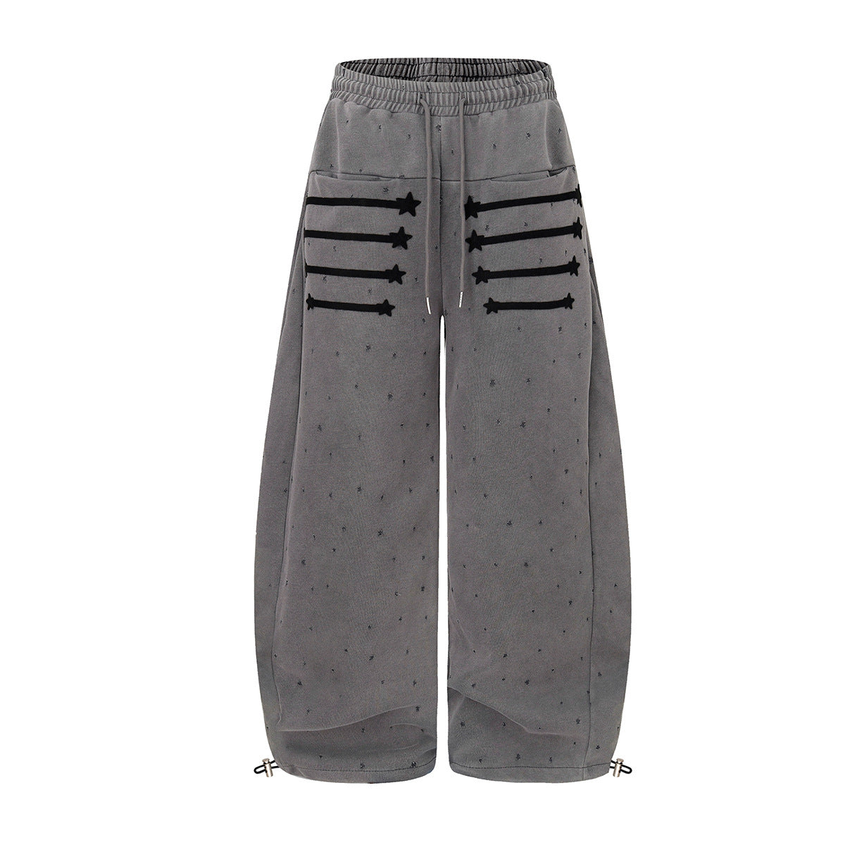 Wide-Leg Star & Stripe Sweatpants – Baggy Washed Fleece Pants