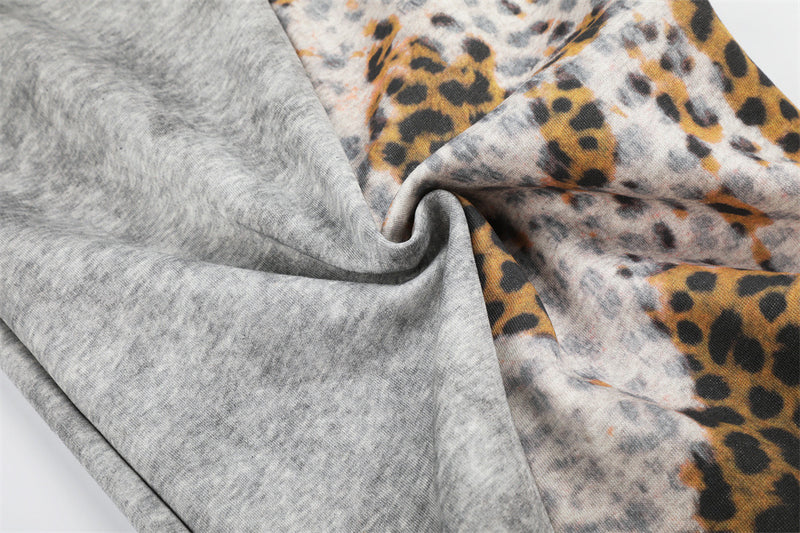 Tie-Dye Leopard Print Patchwork Wide-Leg Sweatpants