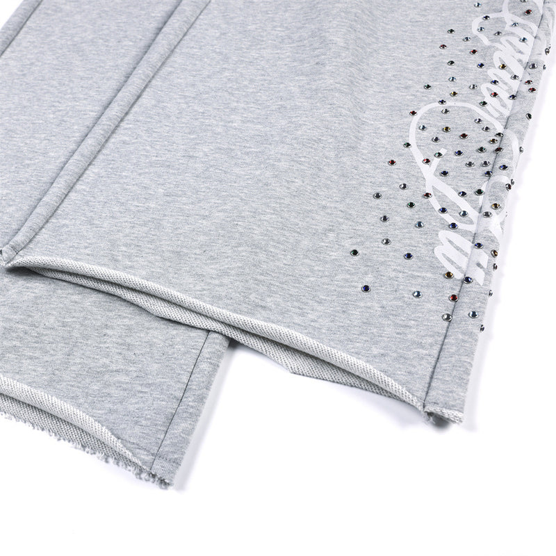 Wide-Leg Sweatpants with Rhinestone Script Graphic – Men's Relaxed Fit