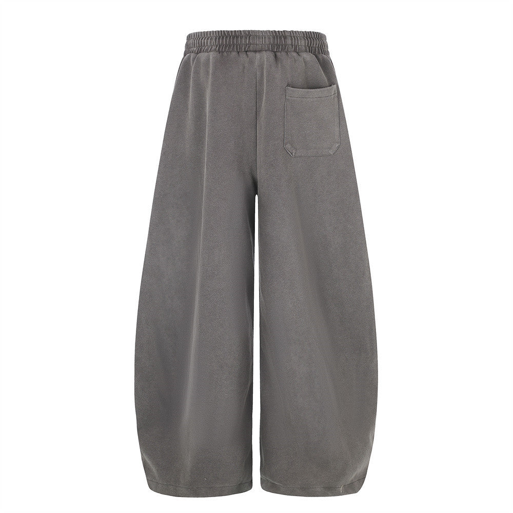 Wide-Leg Sweatpants with Vintage Cross Print & Acid Wash Finish