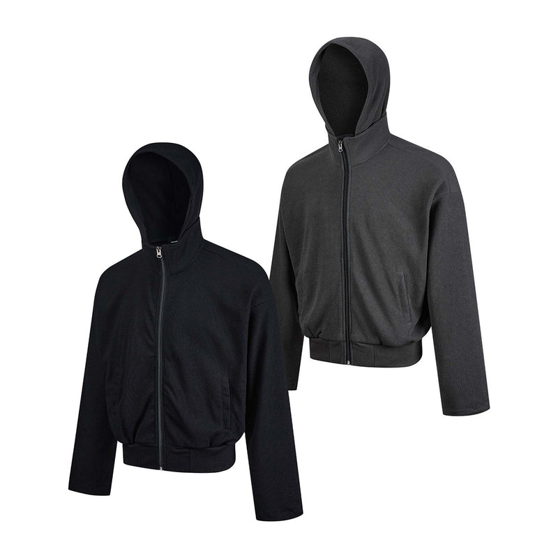 Sweat à capuche zippé boxy – Veste à capuche intégralement zippée en maille gaufrée