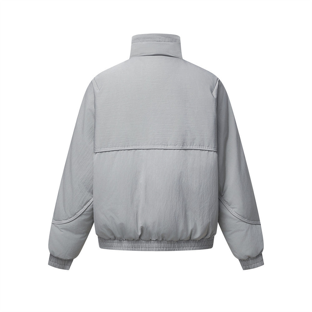 Men's Padded Stand-Collar Bomber Jacket with Double-Pull Zip