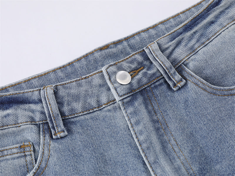 Jean homme flare wide leg – Délavage clair, fente latérale et étoiles