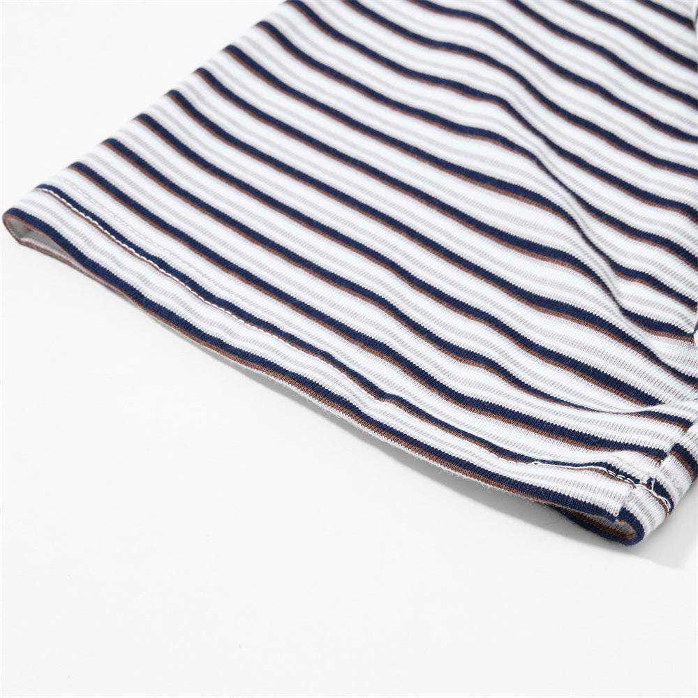 American Vintage Striped Polo Shirt – Mafaer Racing Embroidered Short Sleeve