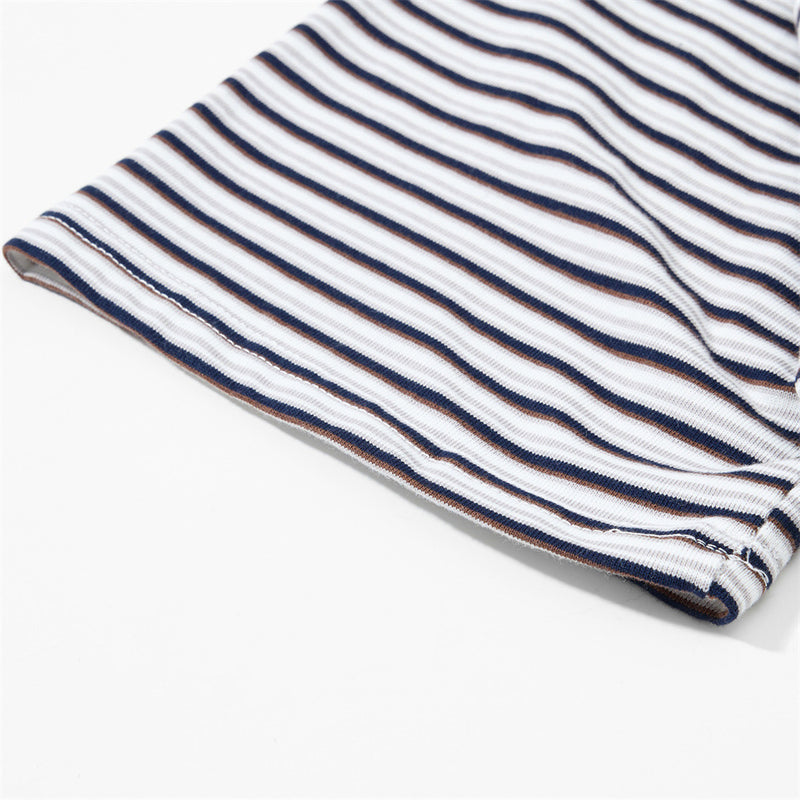 American Vintage Striped Polo Shirt – Mafaer Racing Embroidered Short Sleeve
