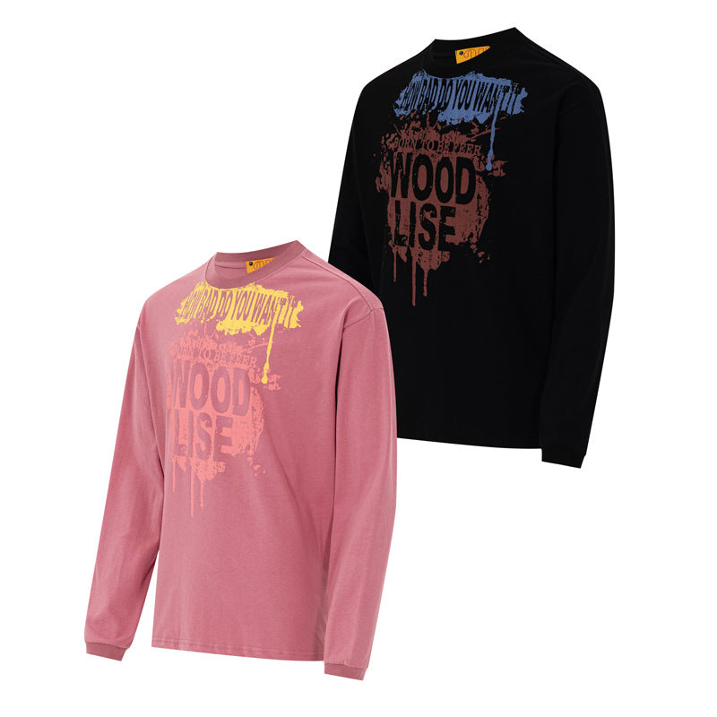 T-shirt graphique à manches longues – Motif éclaboussures de peinture graffiti, coupe décontractée
