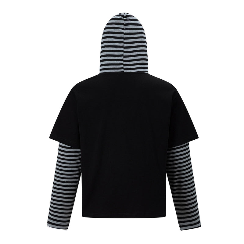 Hoodie effet deux pièces avec imprimé Union Jack en strass et manches rayées