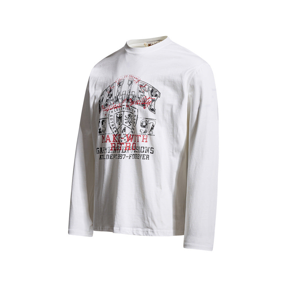 Long Sleeve T-Shirt for Men – Valley Retro Varsity Graphic Crew Neck Tee