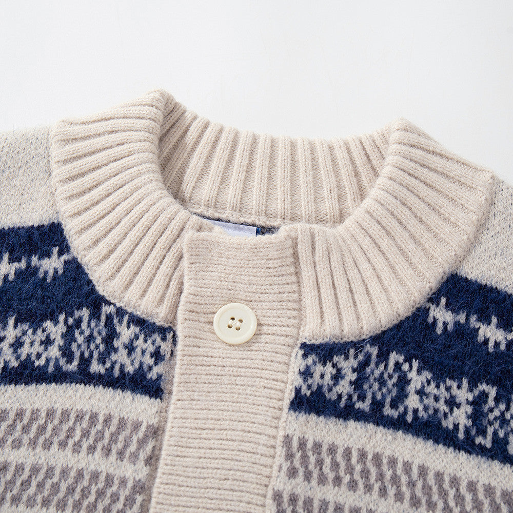 Gestreifte Jacquard-Strickjacke – Herren-Cardigan mit Knopfleiste und lässiger Passform