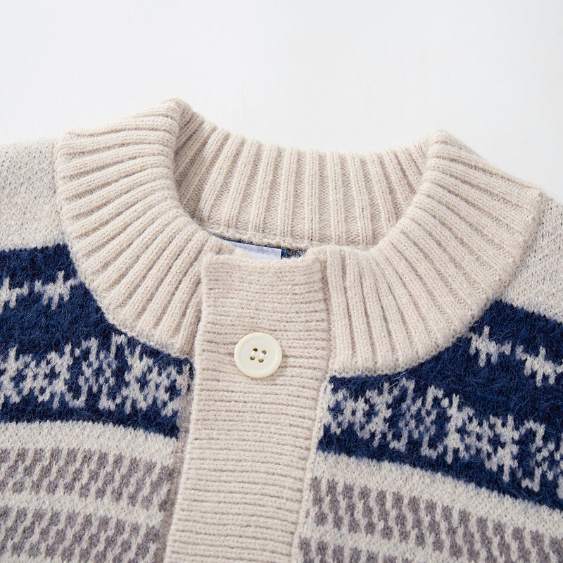 Gestreifte Jacquard-Strickjacke – Herren-Cardigan mit Knopfleiste und lässiger Passform