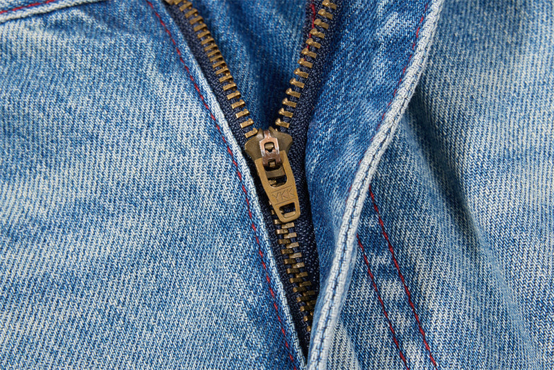 Men's Distressed Wide-Leg Flare Jeans with Stud Details – Washed Blue
