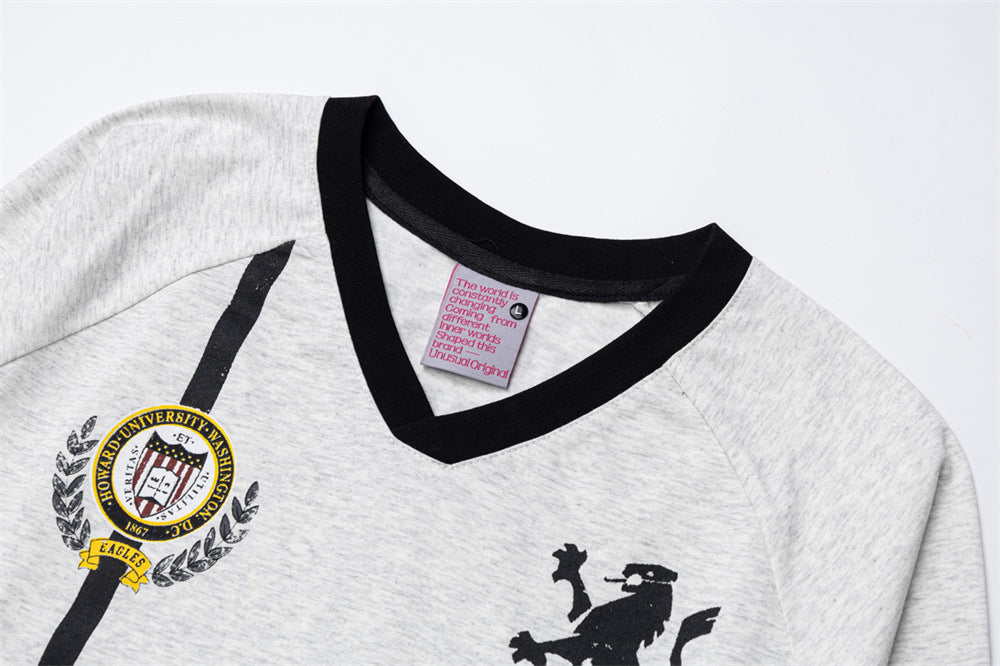 Maillot de soccer homme à manches longues et col en V avec écussons