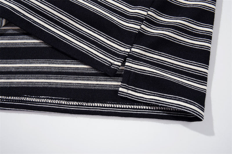Men's Striped Long-Sleeve Polo Shirt with Detachable Faux-Fur Collar