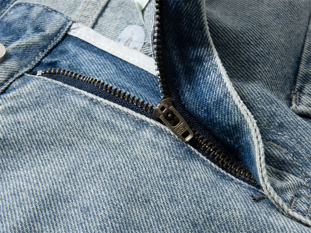 Baggy Denim Jeans Men – Rhinestone Scatter & Dragon Embroidery Wide-Leg Straight