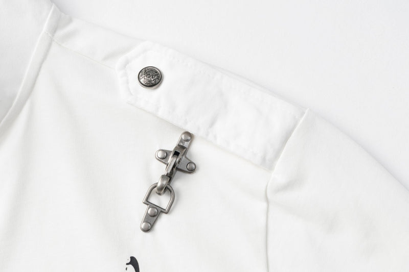 Chemise légère à manches longues, col montant, demi-zip, imprimé partition et chaîne
