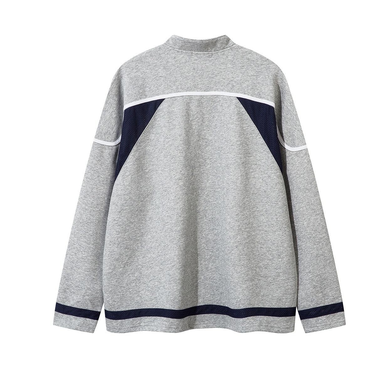Lace-Up Hockey Jersey Sweatshirt – Colorblock Mesh Panel Pullover